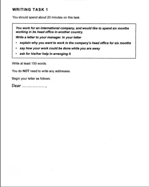 Writing Task 1 General Training