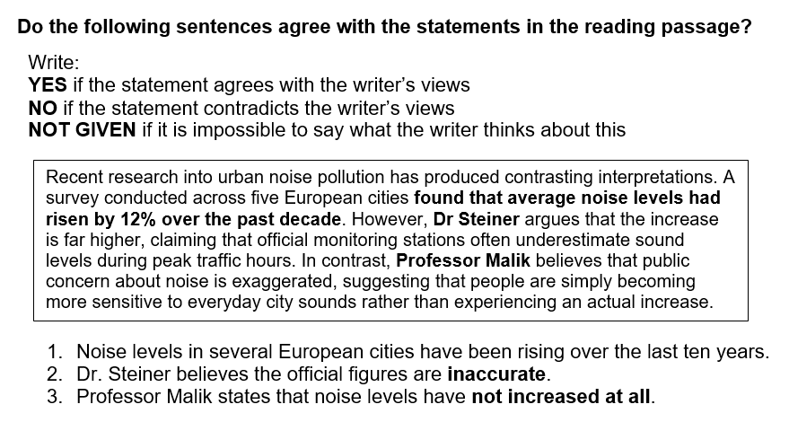 Reading Test questions