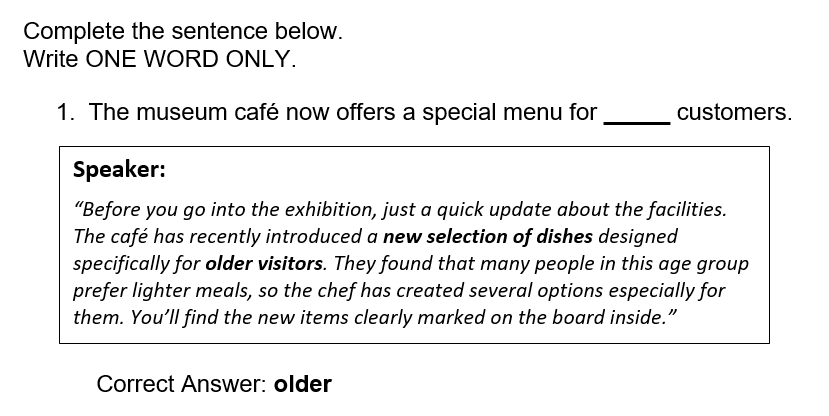 Listening Test questions